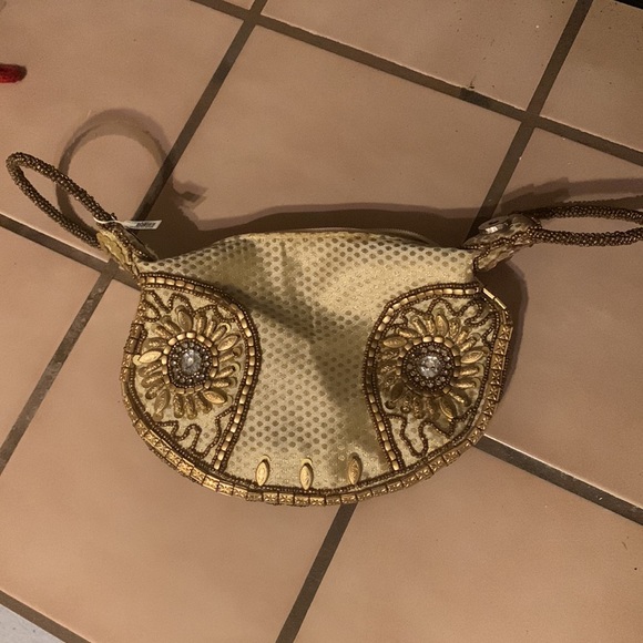 Cream Fortune Cookie Purse Handcrafted Made in India - Picture 6 of 9